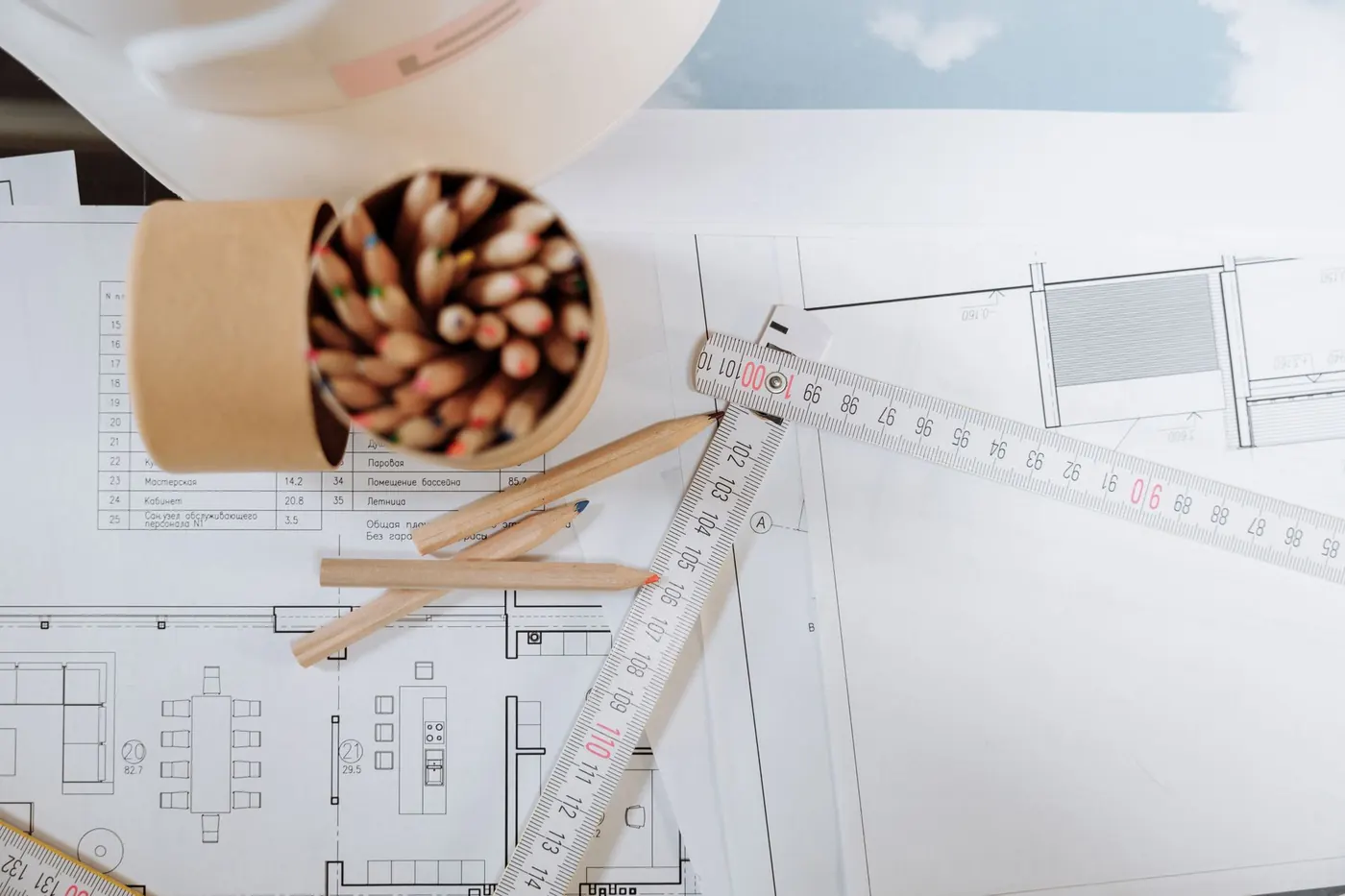 Plan technique, image du travail structurel sur un site